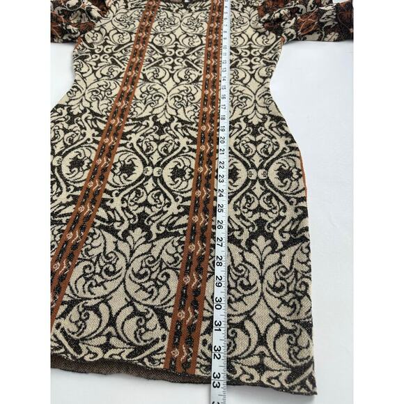 Flying Tomato Size Large Jacquard Metallic Sweater Dress Puff Sleeves Baroque - Picture 14 of 14